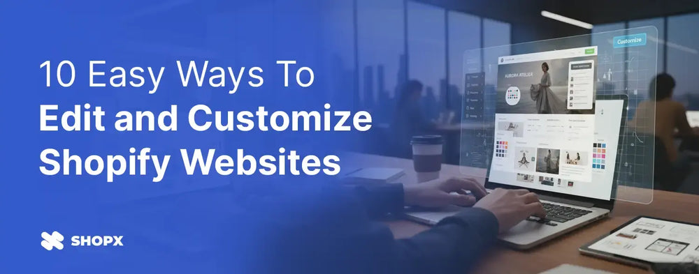 Person customizing a Shopify website with design tools for seamless Shopify store optimization.