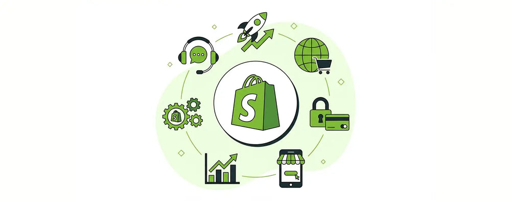 Shopify ecommerce ecosystem with AI tools, analytics, security, and scalability for online stores in 2026.