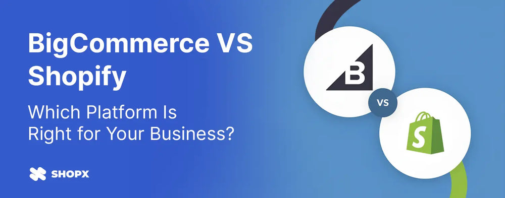 BigCommerce vs Shopify 2026 ecommerce comparison banner helping businesses choose the right platform for B2B and B2C growth.